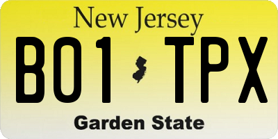 NJ license plate B01TPX