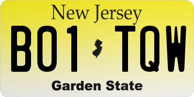 NJ license plate B01TQW