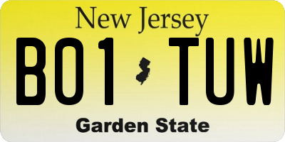 NJ license plate B01TUW