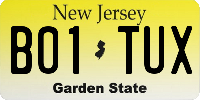 NJ license plate B01TUX