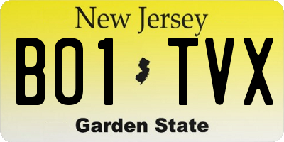 NJ license plate B01TVX