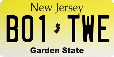 NJ license plate B01TWE