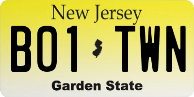 NJ license plate B01TWN