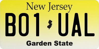 NJ license plate B01UAL