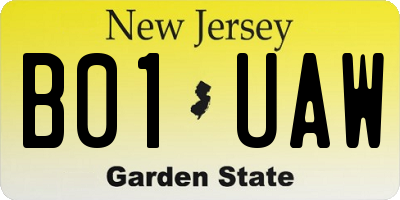 NJ license plate B01UAW