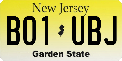 NJ license plate B01UBJ