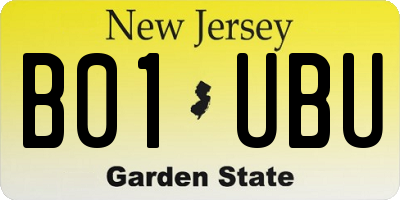 NJ license plate B01UBU