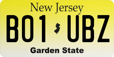 NJ license plate B01UBZ