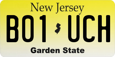 NJ license plate B01UCH