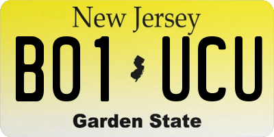 NJ license plate B01UCU