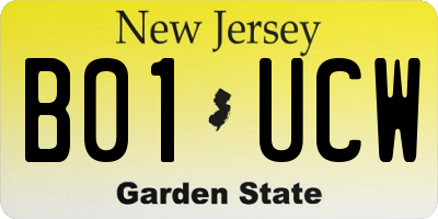 NJ license plate B01UCW