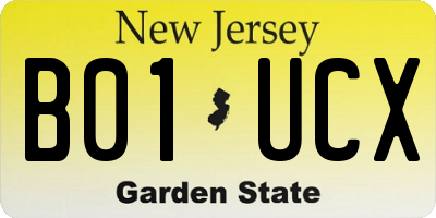 NJ license plate B01UCX
