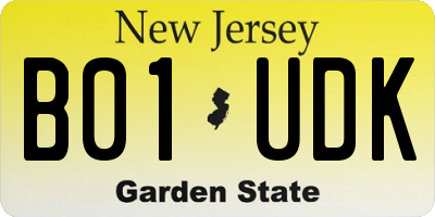 NJ license plate B01UDK