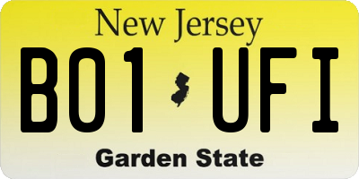 NJ license plate B01UFI