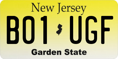 NJ license plate B01UGF