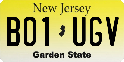 NJ license plate B01UGV