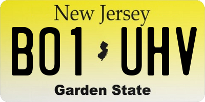 NJ license plate B01UHV