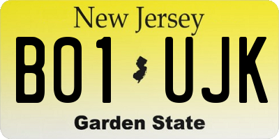 NJ license plate B01UJK