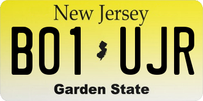 NJ license plate B01UJR