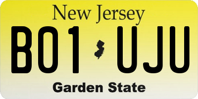 NJ license plate B01UJU