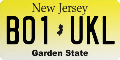 NJ license plate B01UKL