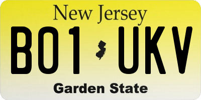 NJ license plate B01UKV