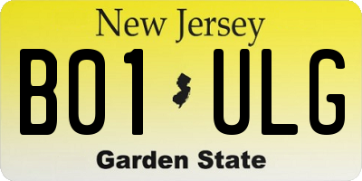 NJ license plate B01ULG