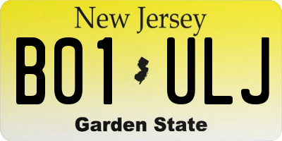 NJ license plate B01ULJ