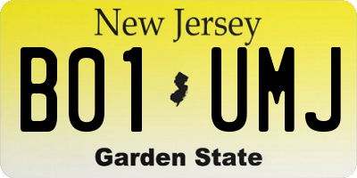 NJ license plate B01UMJ
