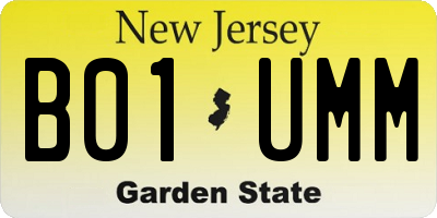 NJ license plate B01UMM