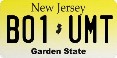 NJ license plate B01UMT