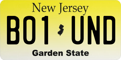 NJ license plate B01UND