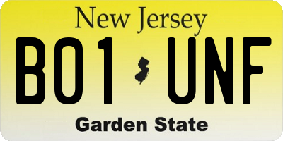 NJ license plate B01UNF