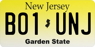 NJ license plate B01UNJ