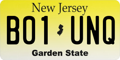 NJ license plate B01UNQ