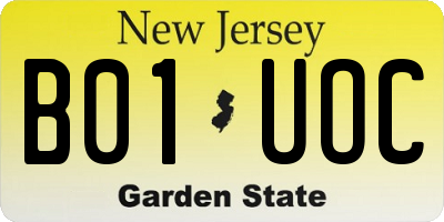 NJ license plate B01UOC