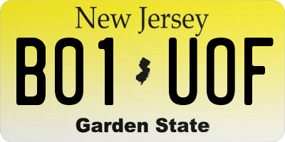 NJ license plate B01UOF