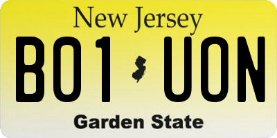 NJ license plate B01UON