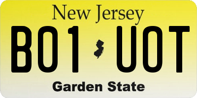 NJ license plate B01UOT