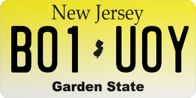 NJ license plate B01UOY