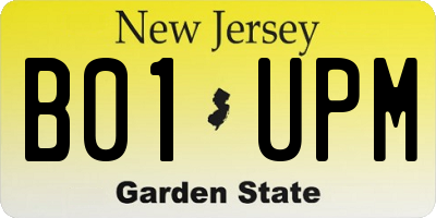 NJ license plate B01UPM