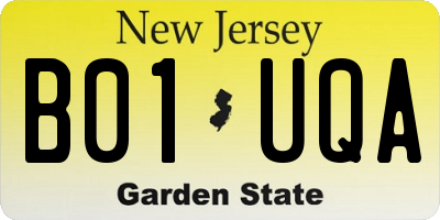 NJ license plate B01UQA