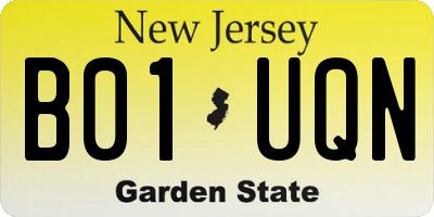 NJ license plate B01UQN