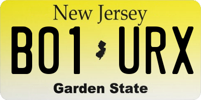 NJ license plate B01URX
