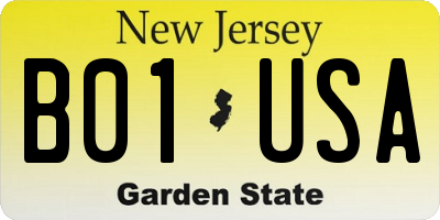 NJ license plate B01USA