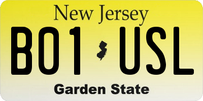 NJ license plate B01USL