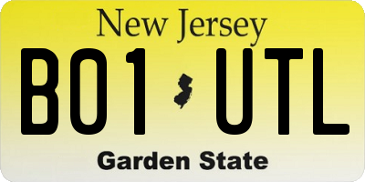 NJ license plate B01UTL