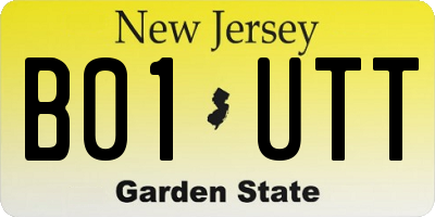 NJ license plate B01UTT