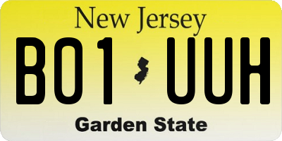 NJ license plate B01UUH