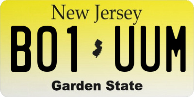 NJ license plate B01UUM